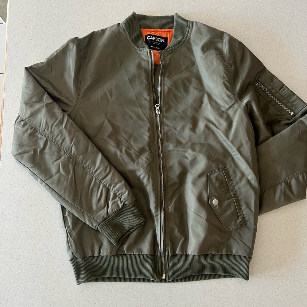 Carbon Olive Green Bomber Jacket